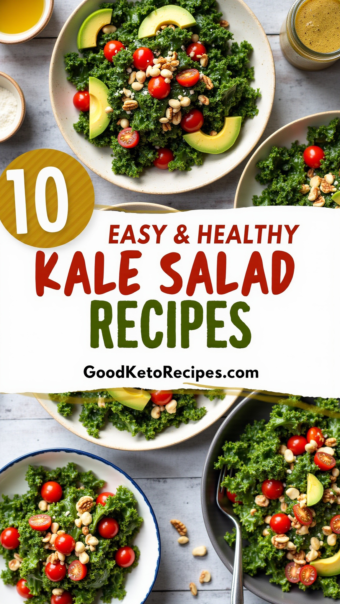 Pinterest Pin: 10 easy healthy kale salad recipes