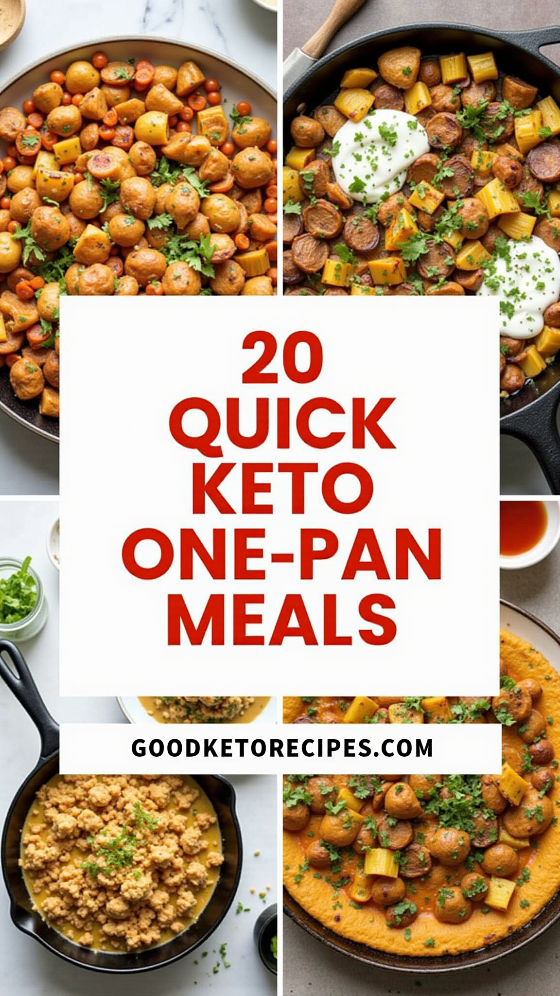 Pinterest Pin - 20 Quick Keto One-Pan Meals
