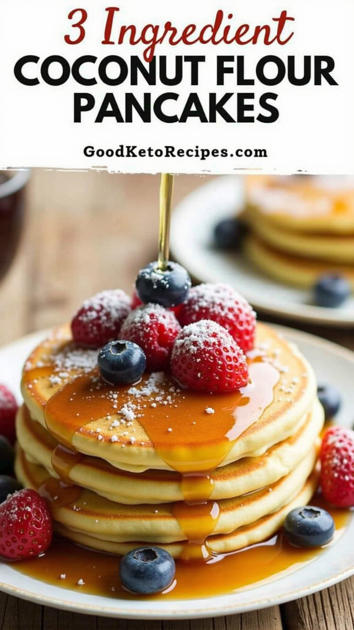 3-ingredient coconut flour pancakes keto recipe pinterest pin image