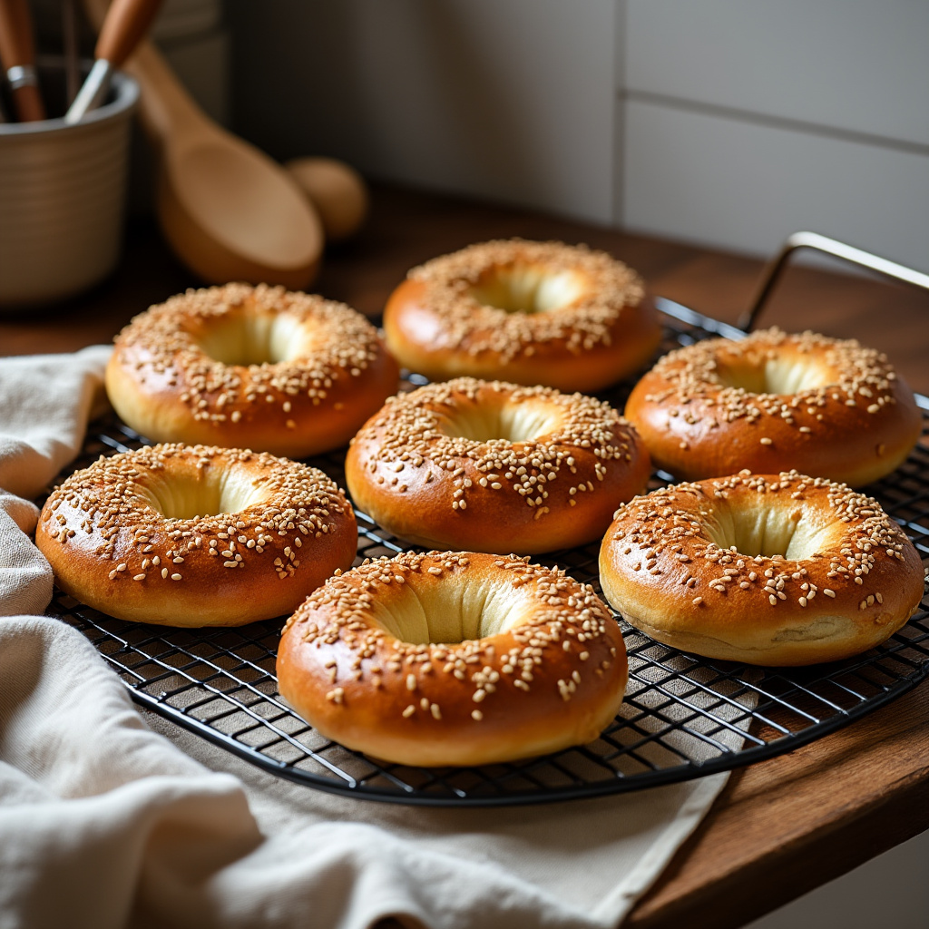 Baking the keto bagels.