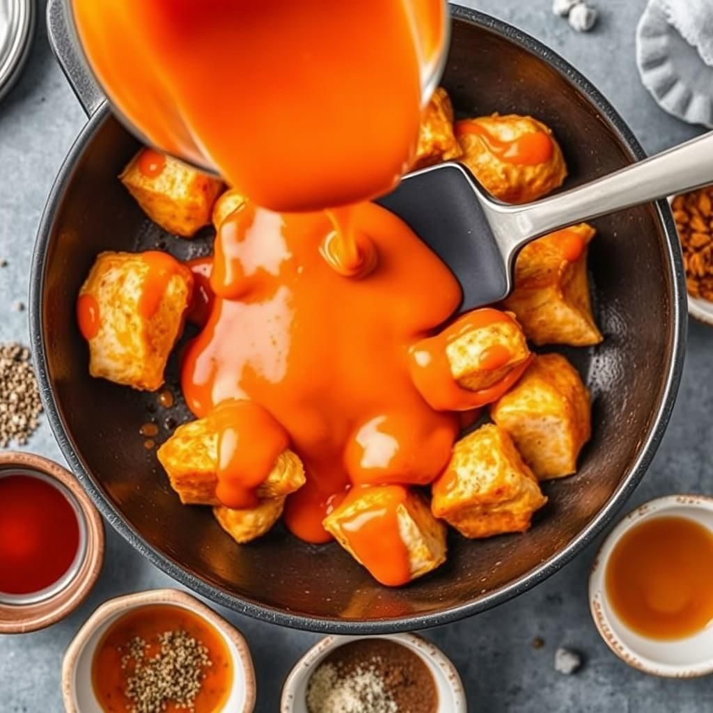 Adding Buffalo Sauce