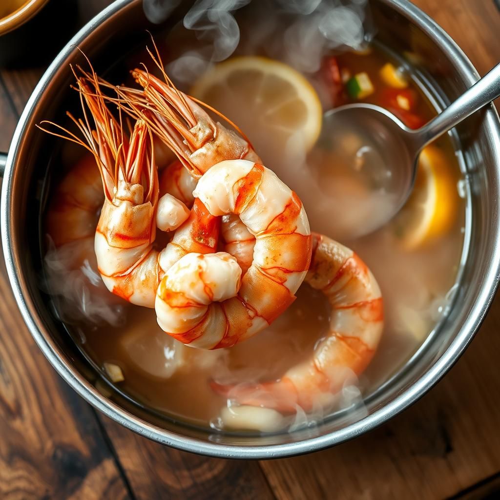 Adding Shrimp to Boiling Pot