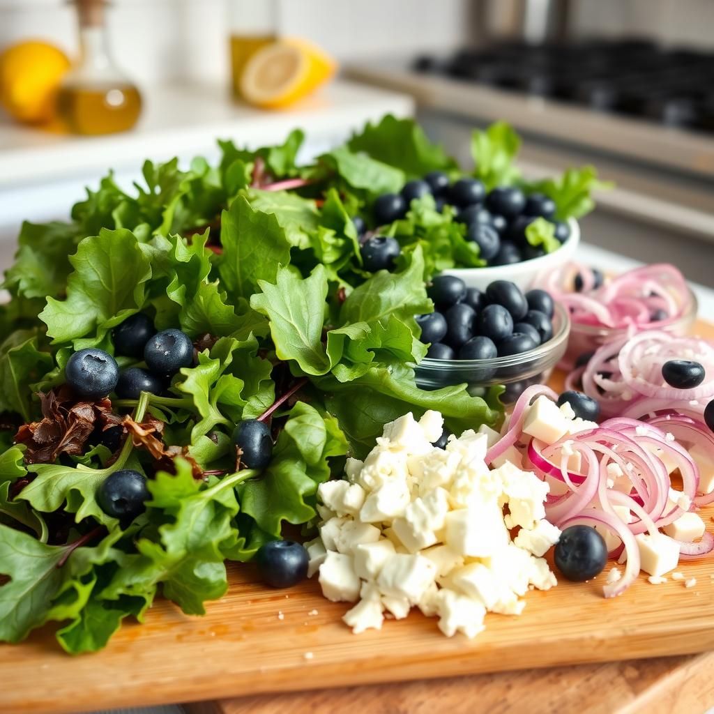 Assembling Fresh Salad Ingredients