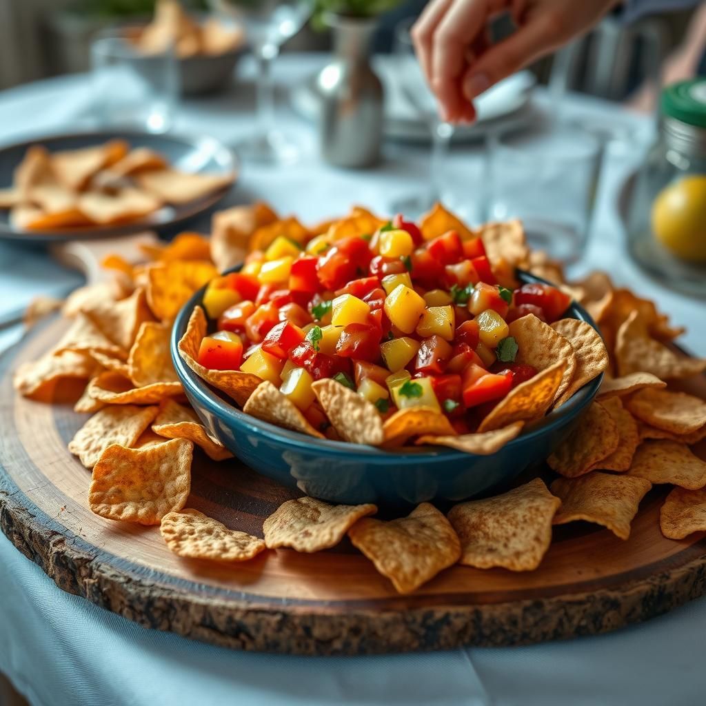 Assembling Fruit Salsa and Chips