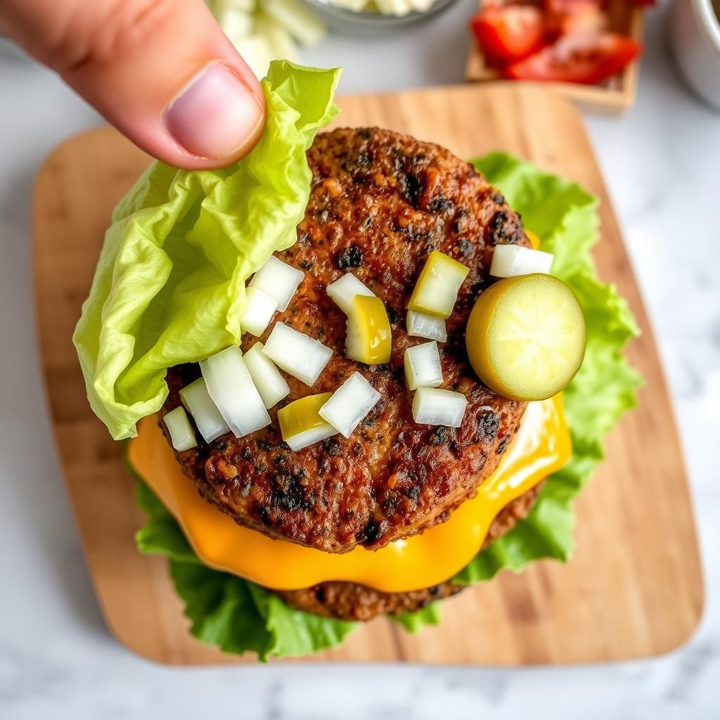 Assembling the Keto Big Mac Smash Burgers