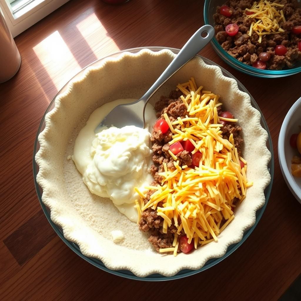Assemble the Keto Taco Pie