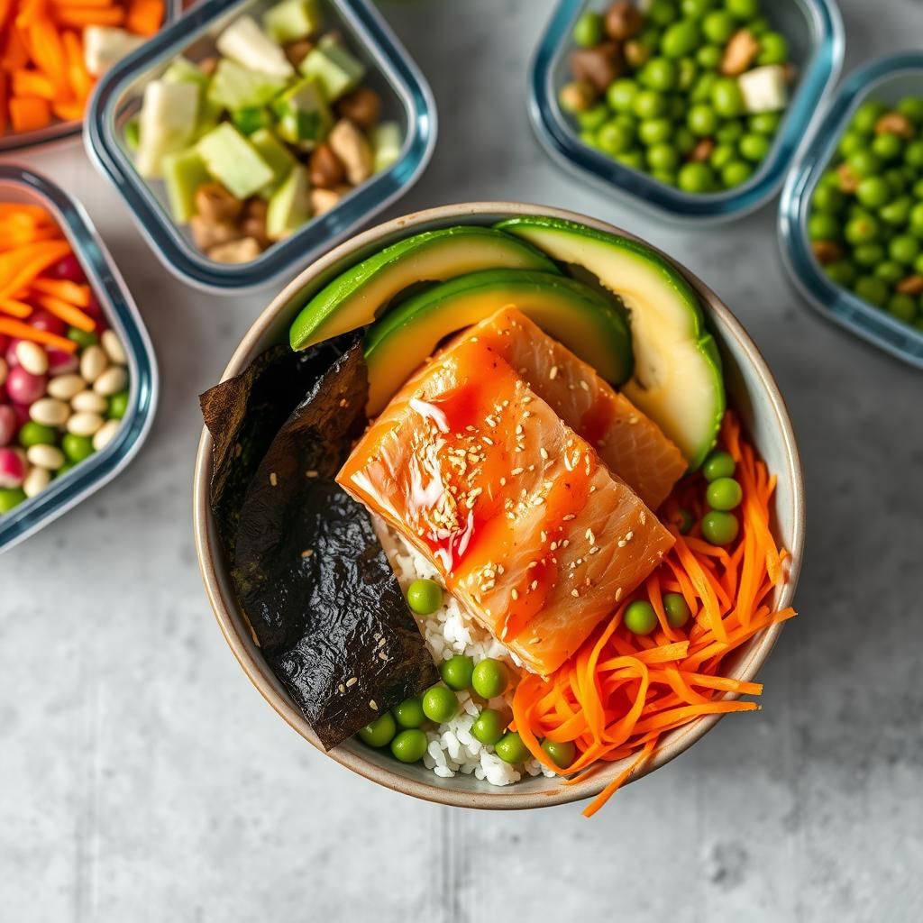 Assembling the Salmon Sushi Bowl