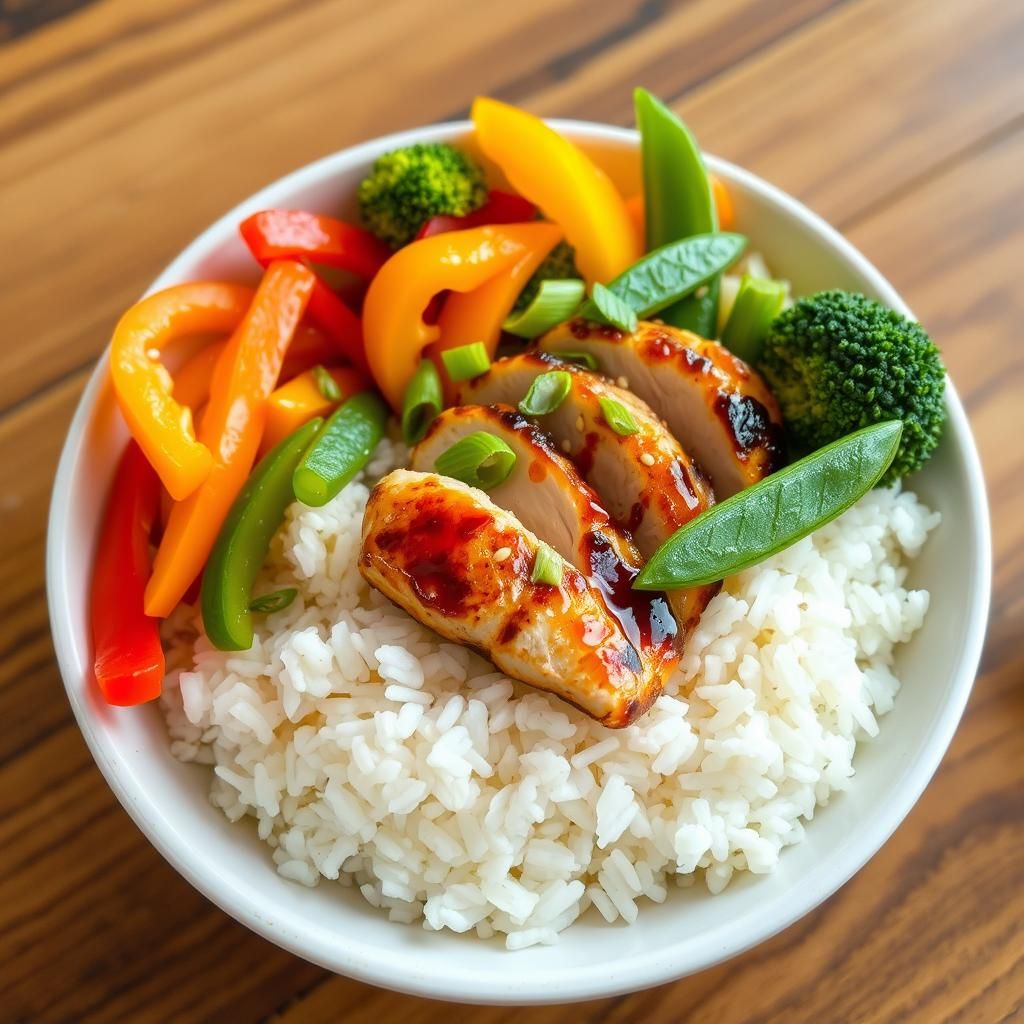 Assembling the Teriyaki Chicken Rice Bowl
