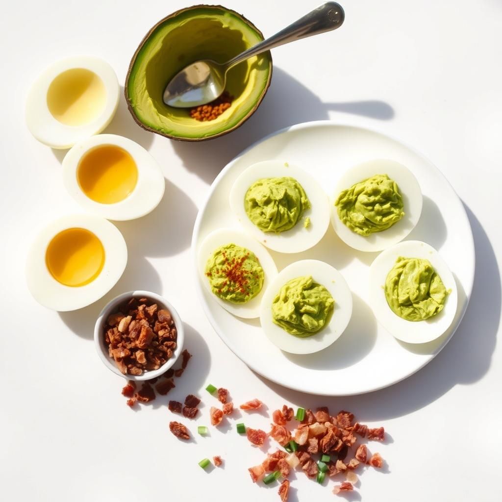 Assembling Avocado Deviled Eggs
