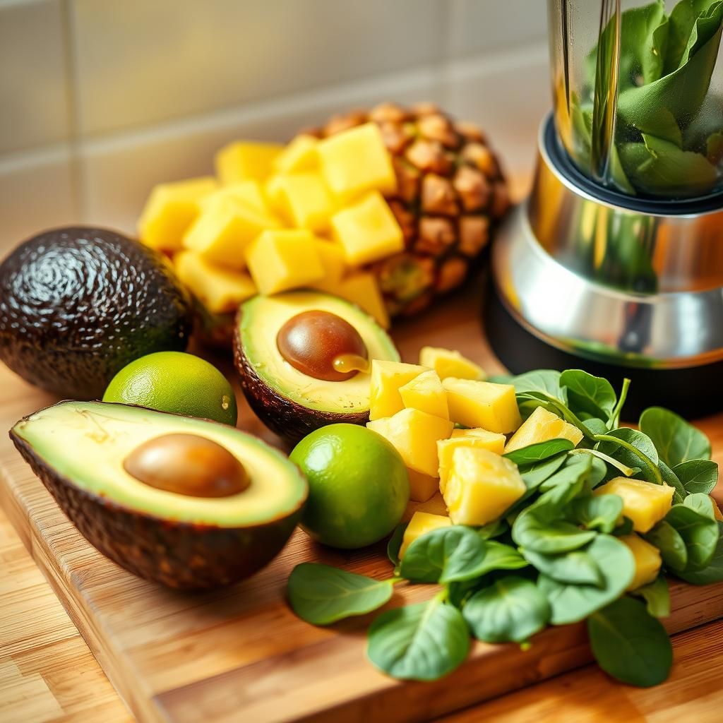Avocado and Pineapple Smoothie Preparation