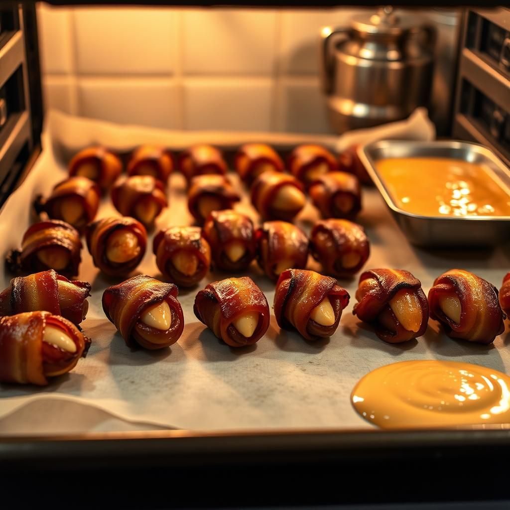 Bacon-Wrapped Dates Baking