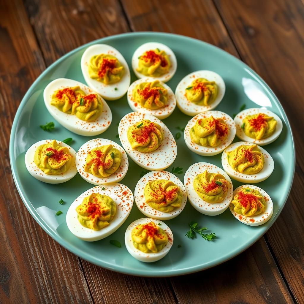 Beautifully Plated Avocado Deviled Eggs