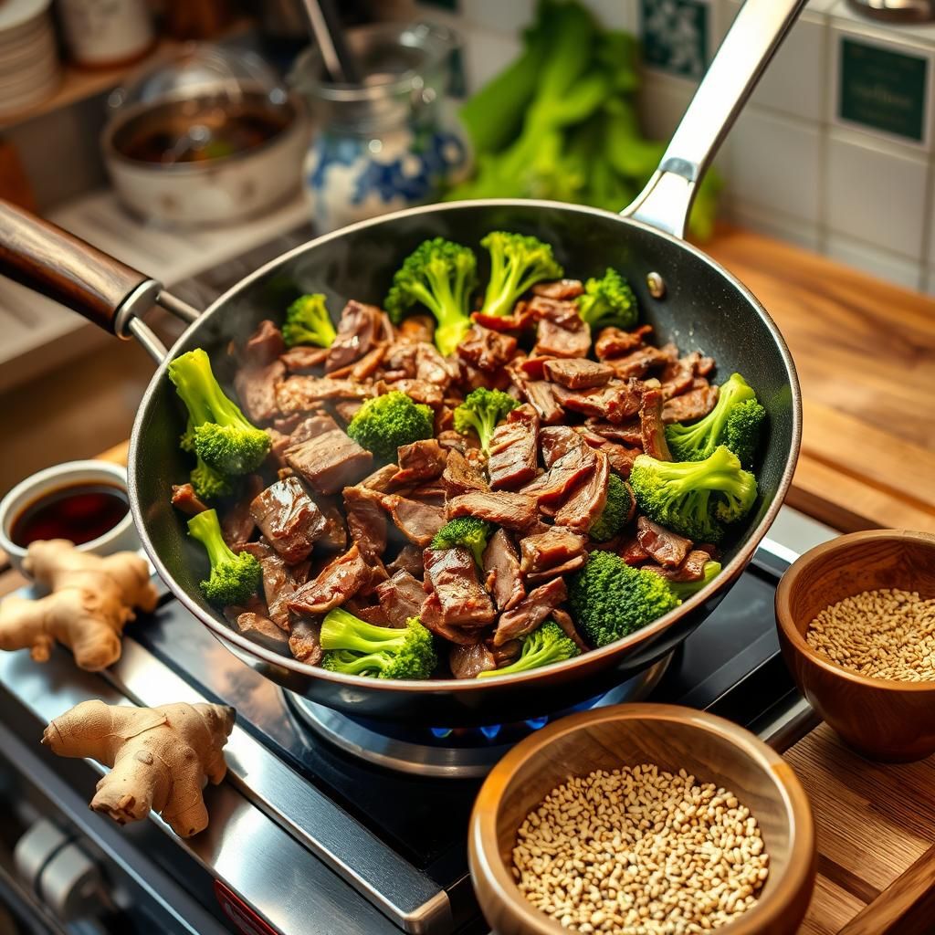 Beef and Broccoli Stir-Fry Cooking Process