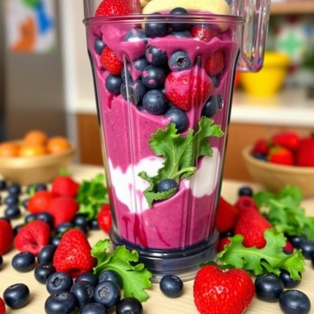 Blending Berry Blast Smoothie Ingredients