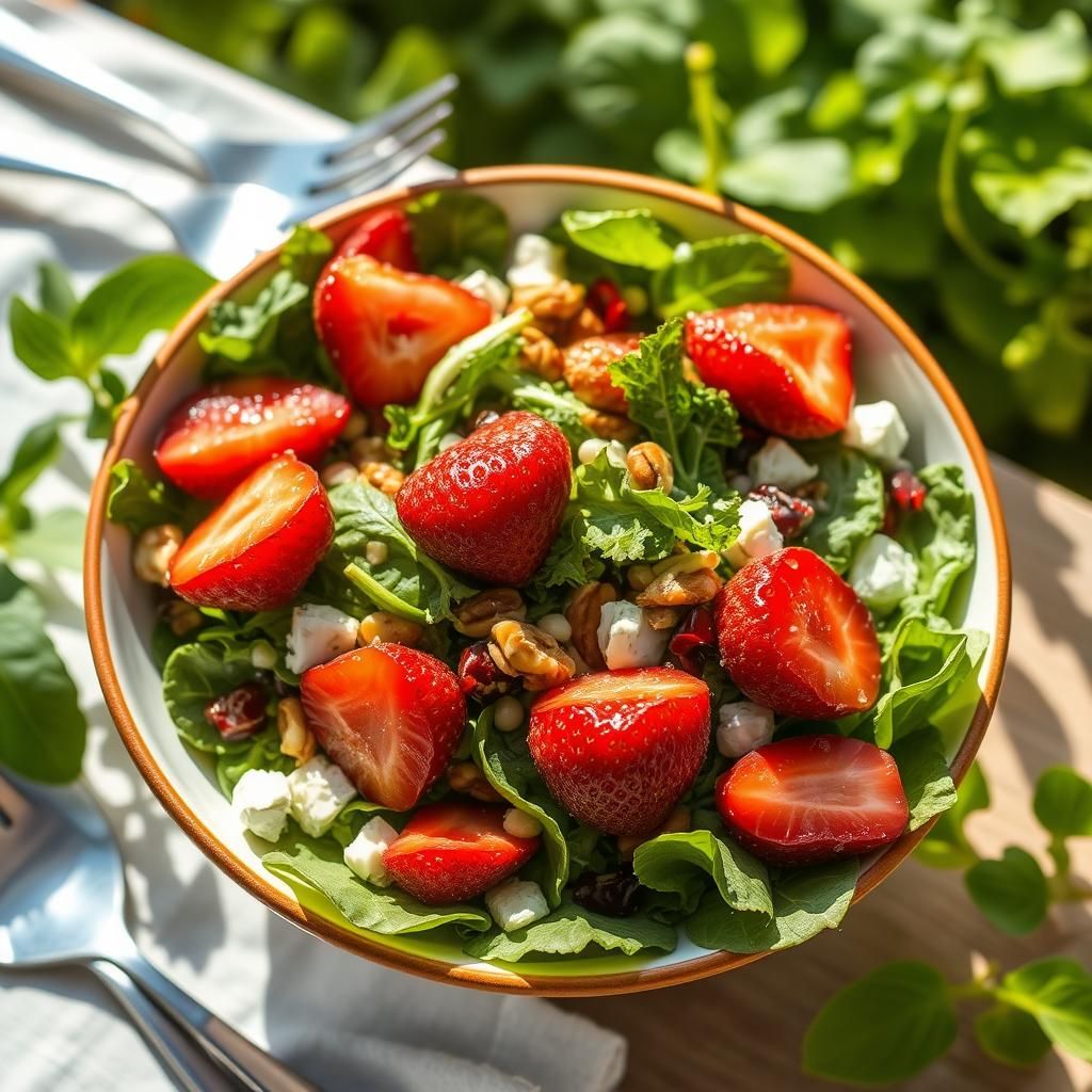 Bright Salad Featuring Air-Fried Strawberries