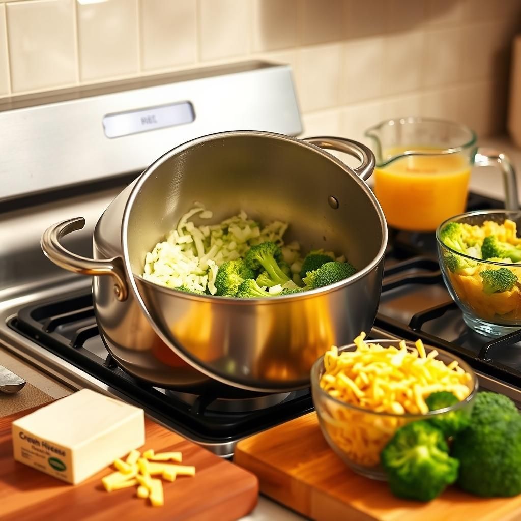 Broccoli Cheddar Soup Preparation