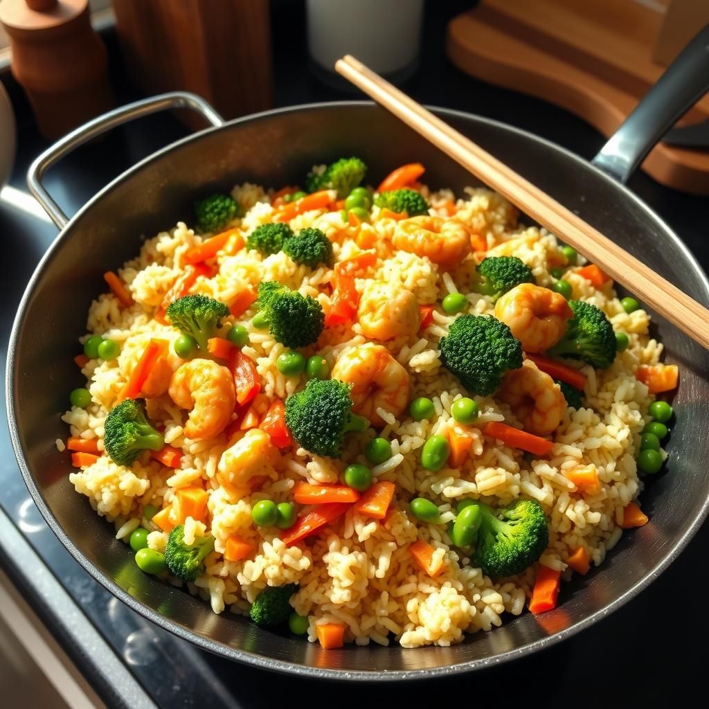 Cauliflower Rice Stir-Fry in a Wok