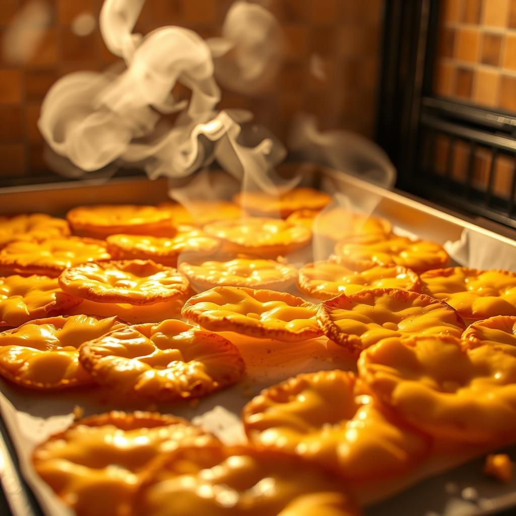 Cheese Crisps Baking with Seasoning