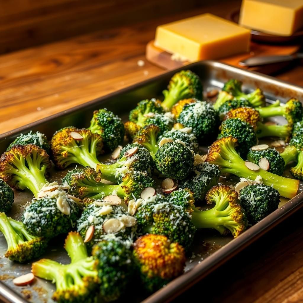 Cheesy Roasted Broccoli Fresh from the Oven