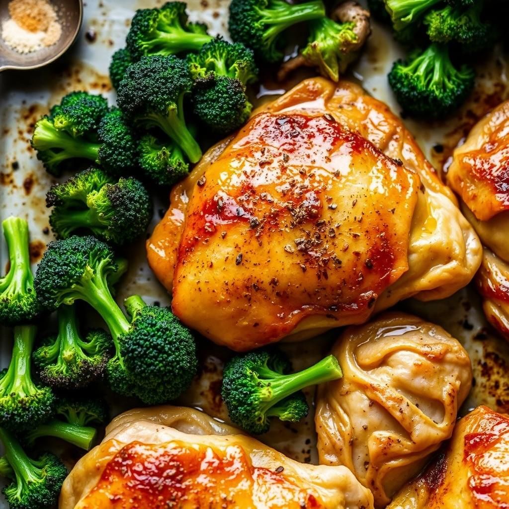 Chicken Thighs with Roasted Broccoli