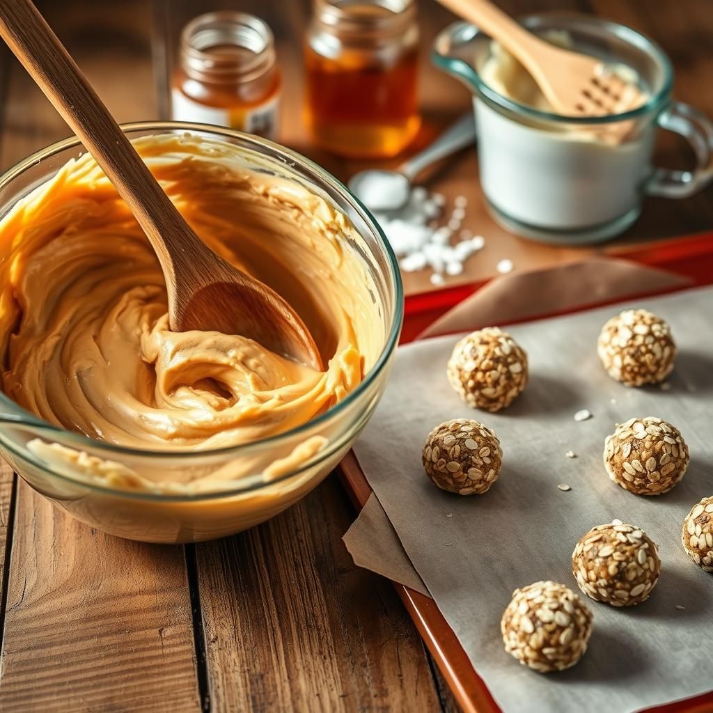 Classic Peanut Butter Oat Energy Balls Cooking Process