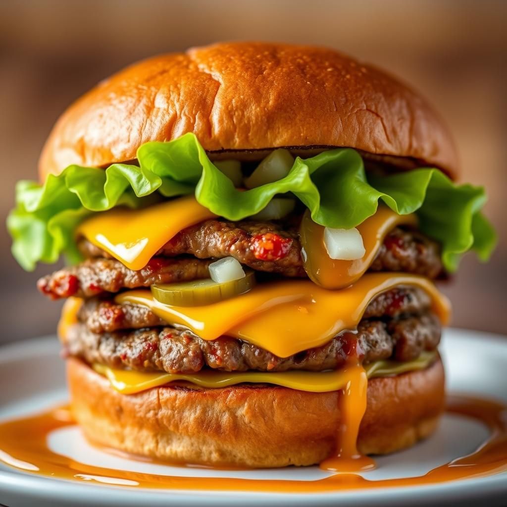 Close-up of Finished Smash Burger