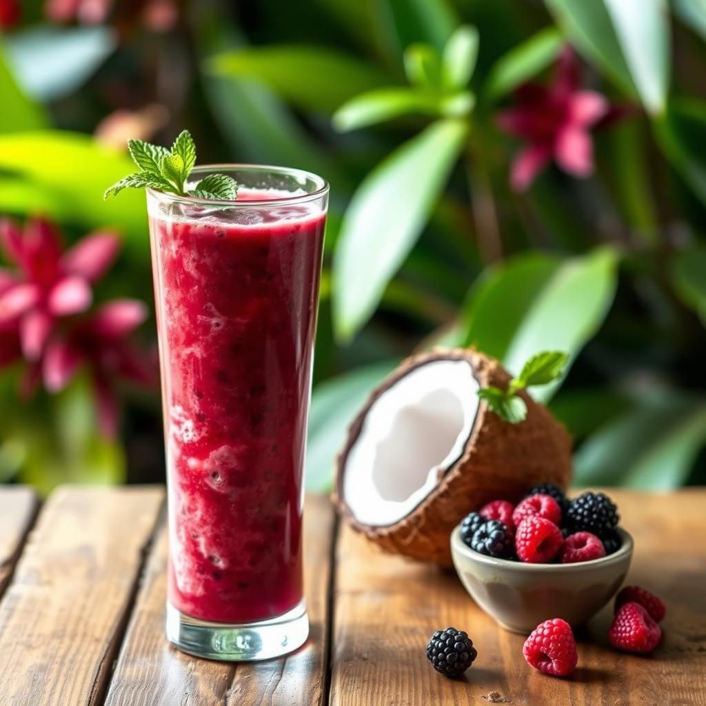 Coconut Berry Bliss Smoothie - Final dish photo