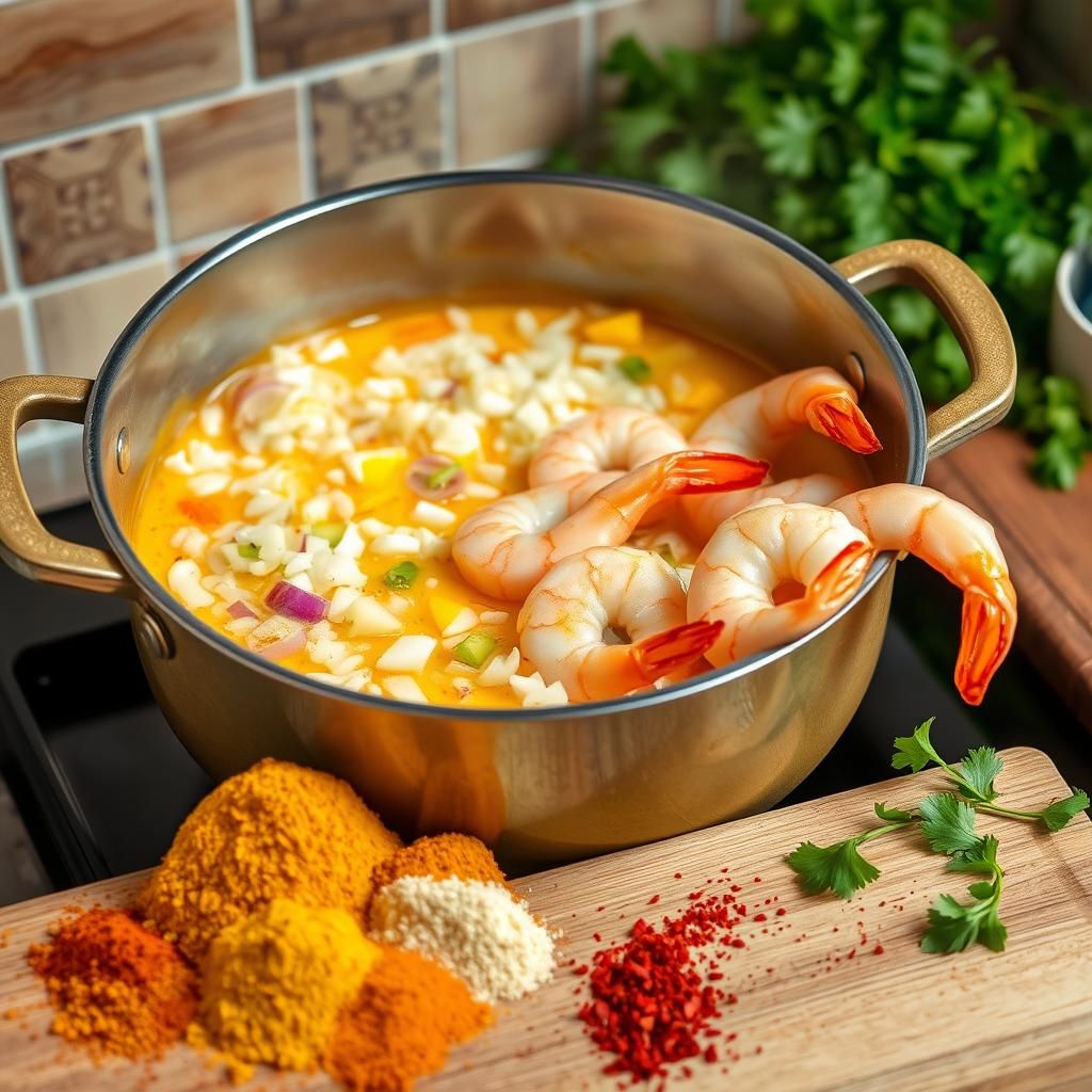 Coconut Curry Shrimp Preparation
