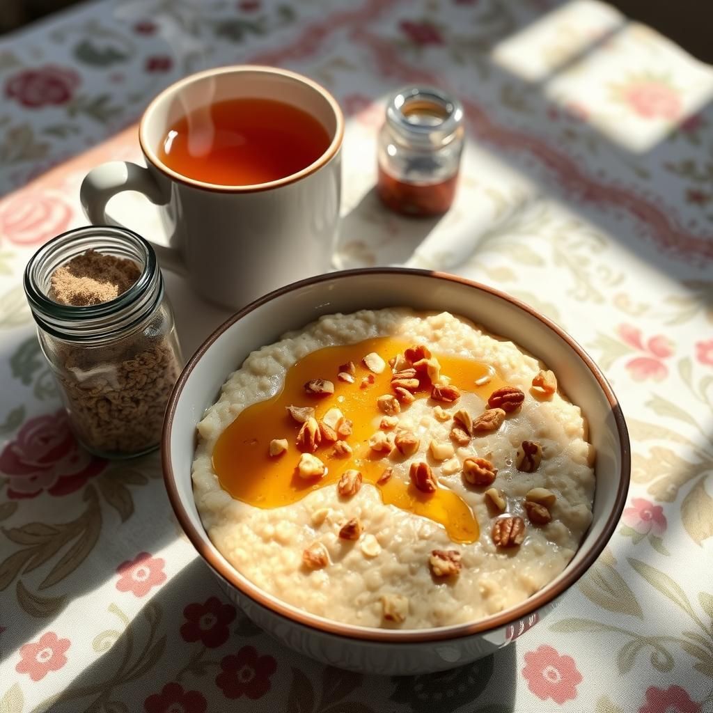 Cooked Oatmeal Ready for Breakfast