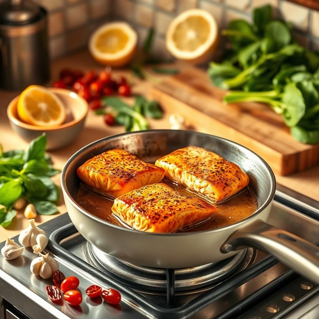 Cooking Creamy Garlic Tuscan Salmon