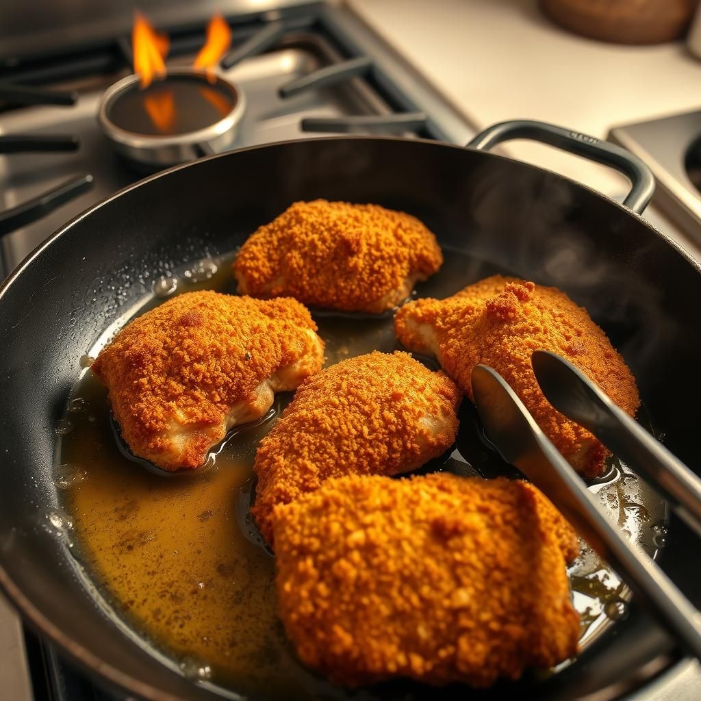 Cooking the Breaded Chicken