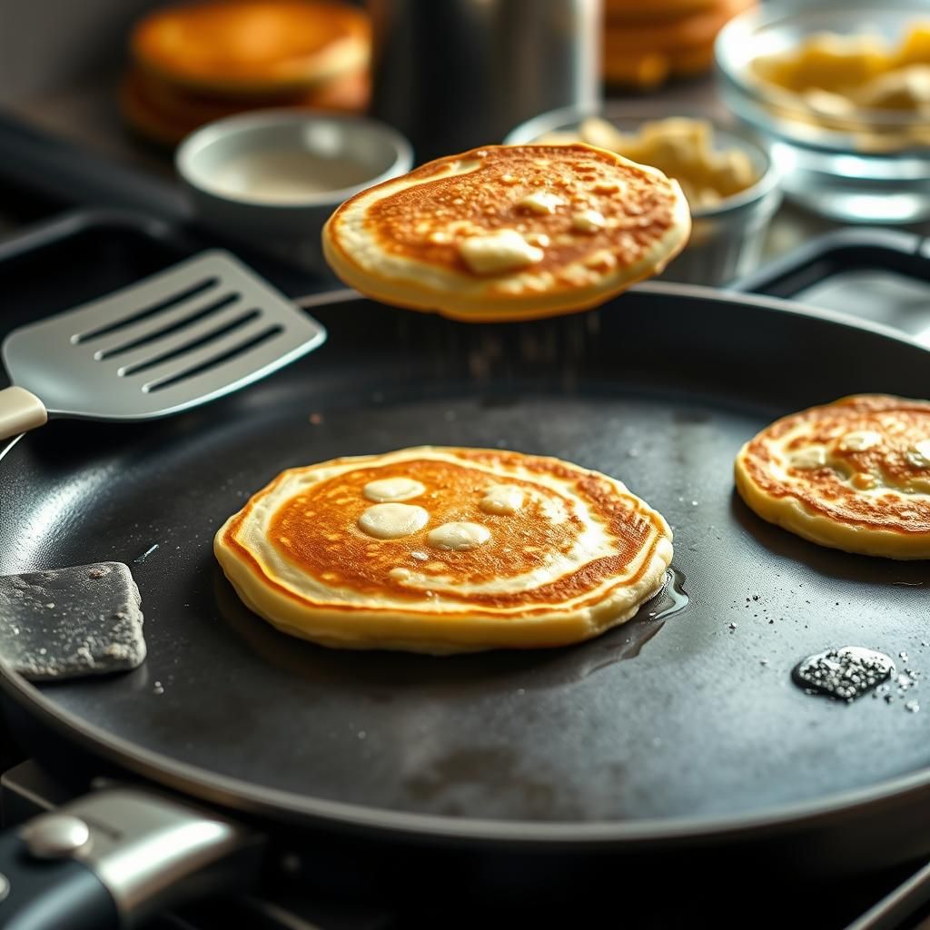 Cooking Keto Pancakes on Griddle