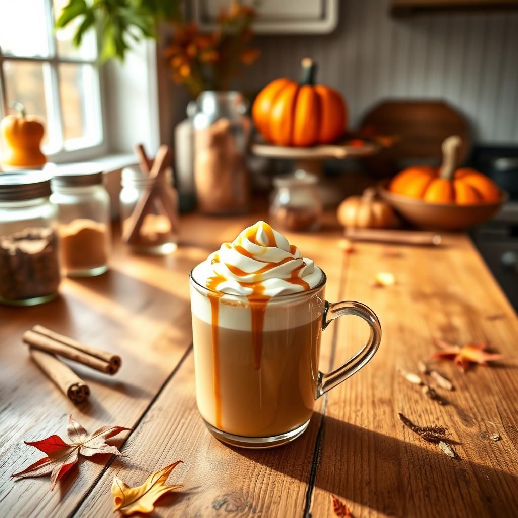 Cozy Autumn Scene with Latte Ingredients