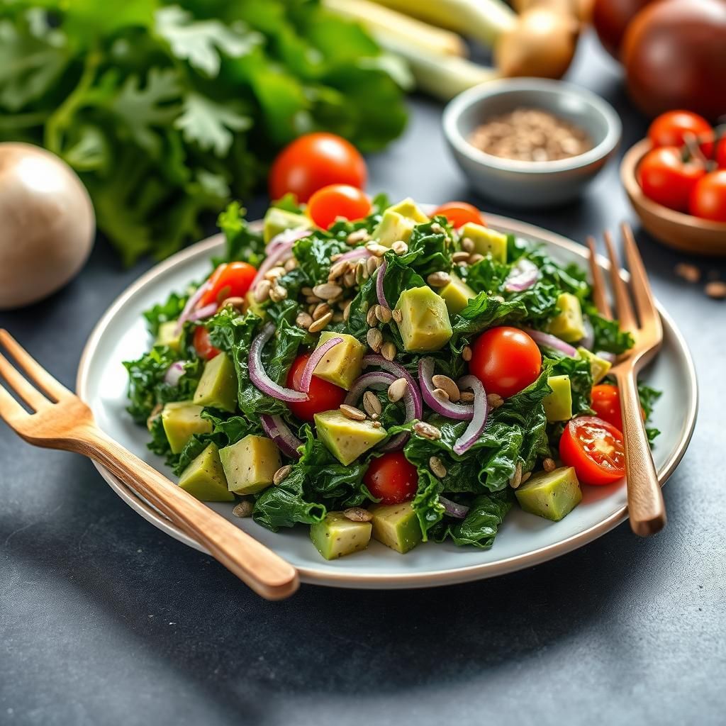 Creamy Avocado Kale Salad Scene