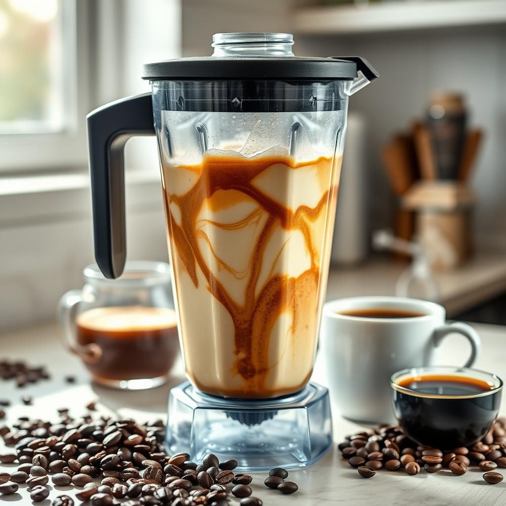 Creamy Coffee Smoothie Preparation - Cooking process photo