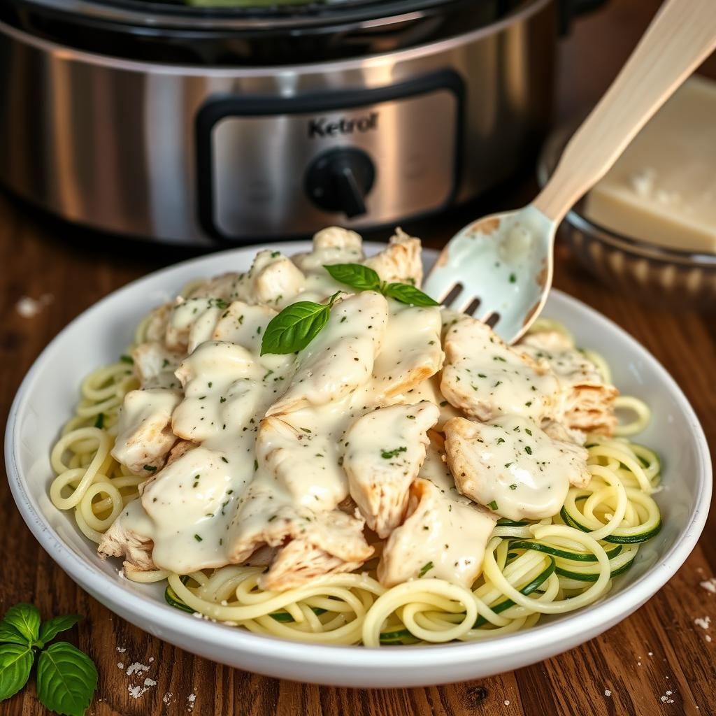Keto Crockpot Chicken Alfredo