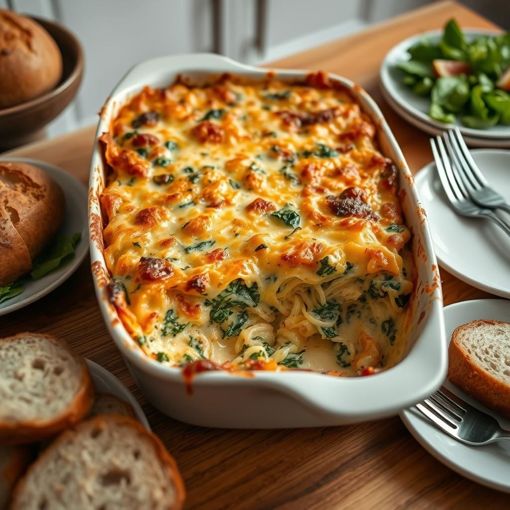 Creamy Spinach Artichoke Spaghetti Squash Bake - Final dish photo (Spinach Artichoke Bake)