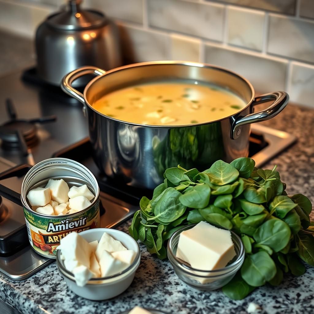 Creamy Spinach and Artichoke Soup Setup