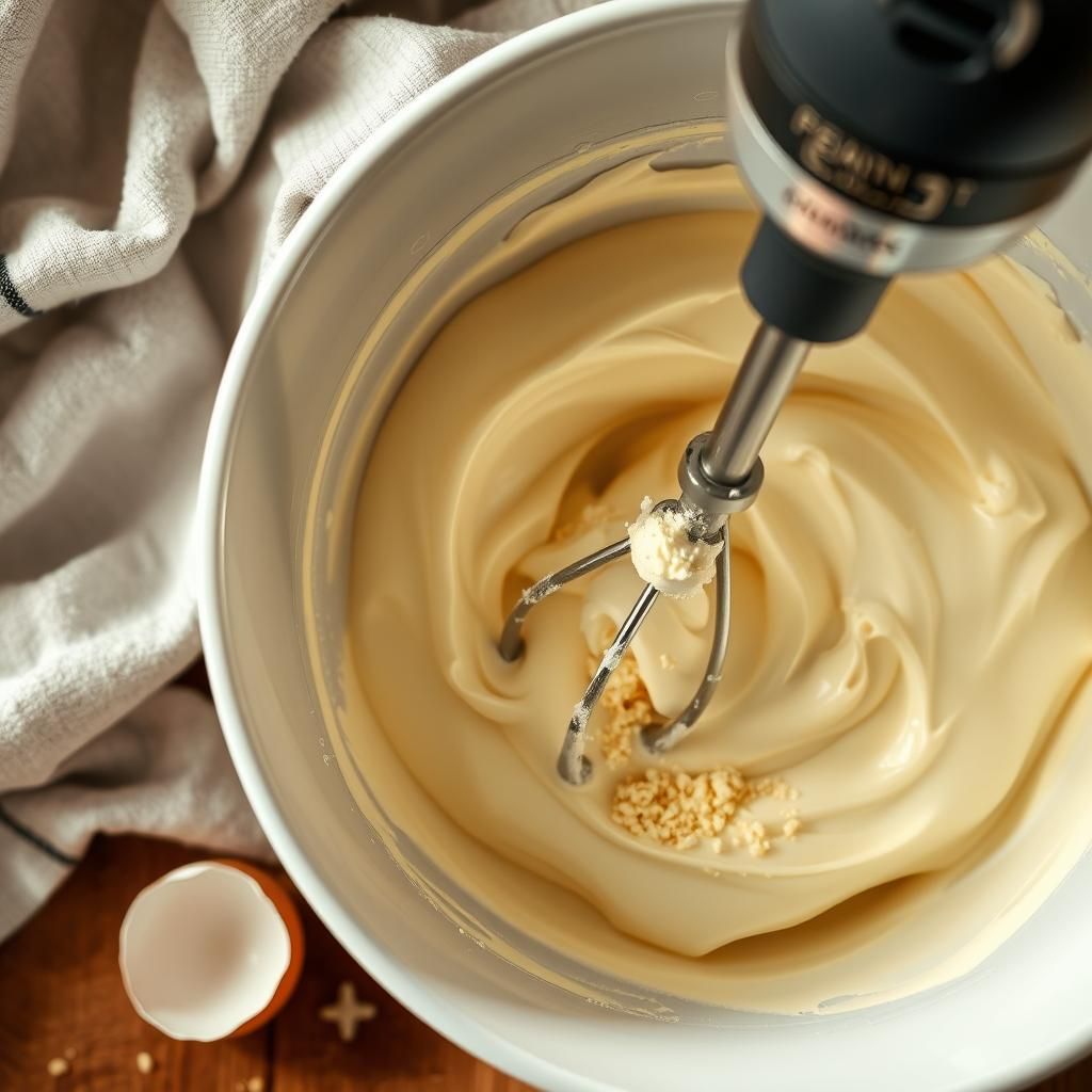 Creating the Cheesecake Layer - Cooking process photo (cheesecake mixture preparation)