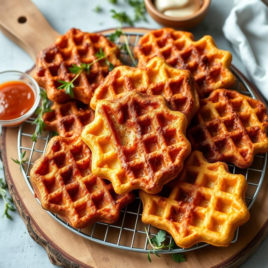 Chaffles on Wire Rack