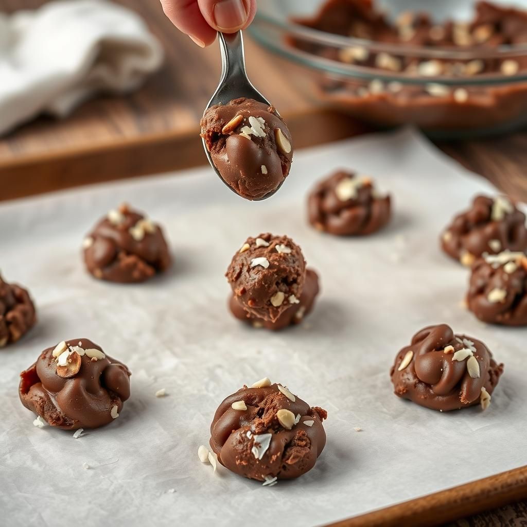 Dropping Cookie Dough onto Baking Sheet