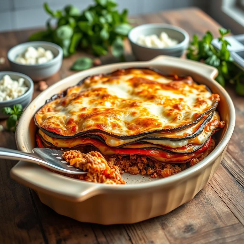 Eggplant Lasagna Layers Ready to Serve