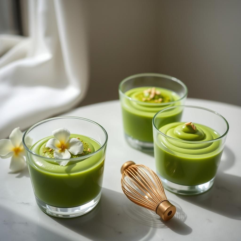 Elegant Matcha Mousse Presentation