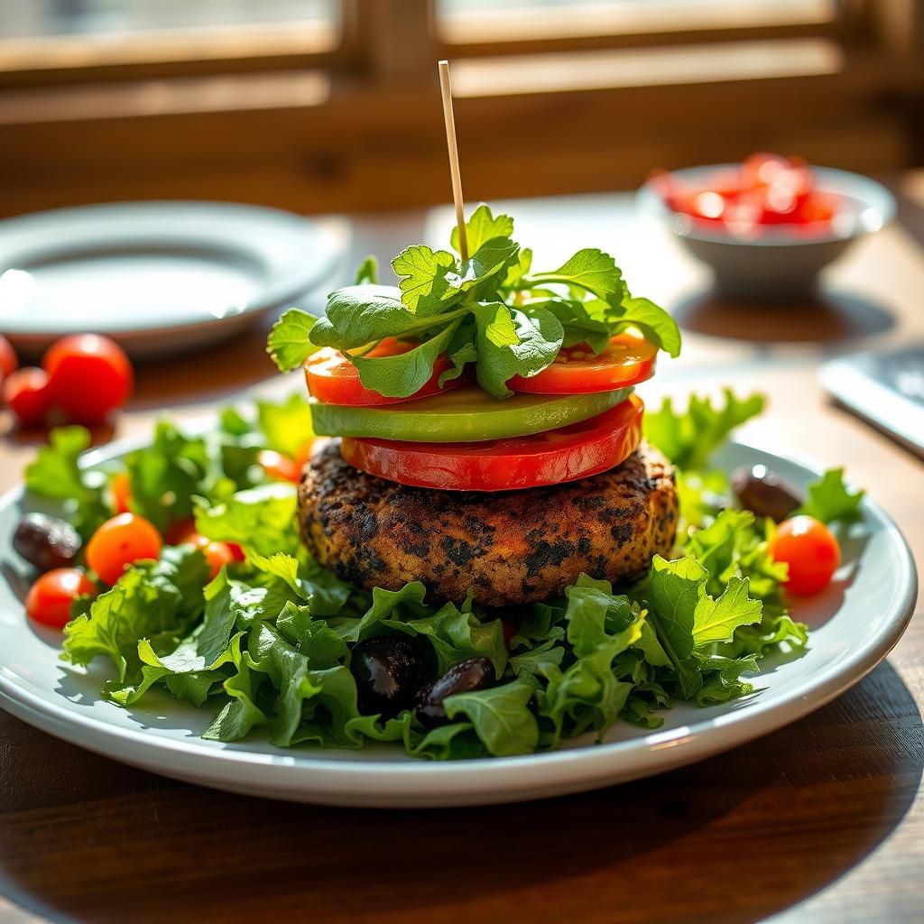 Filling Veggie Burger Plate