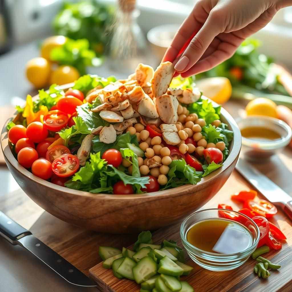 Fresh Lunch Salad Preparation