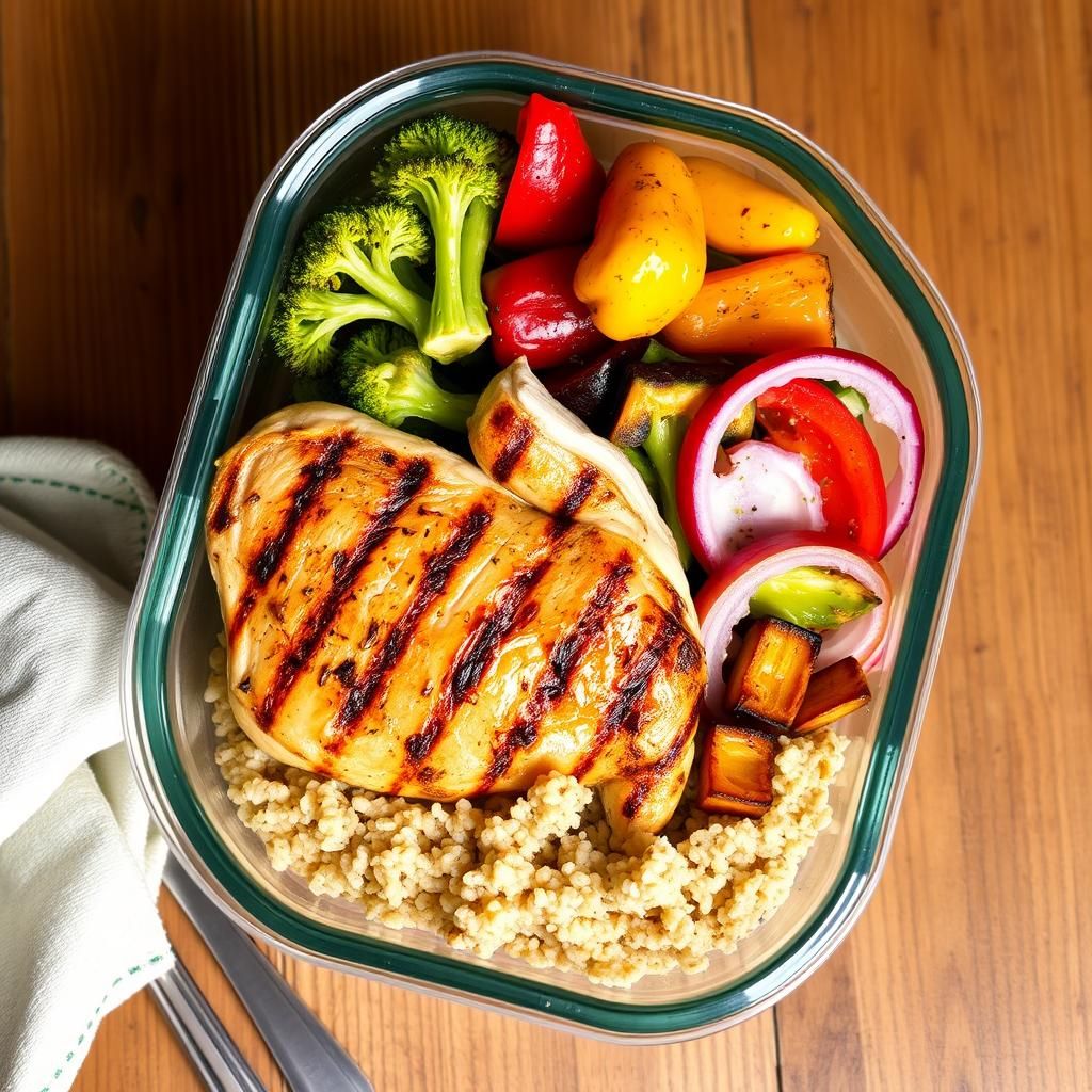 Grilled Chicken and Roasted Vegetable Bowls