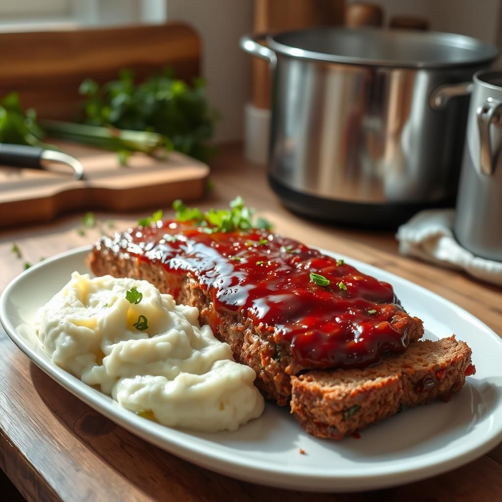 Keto Meatloaf with Cauliflower Mash