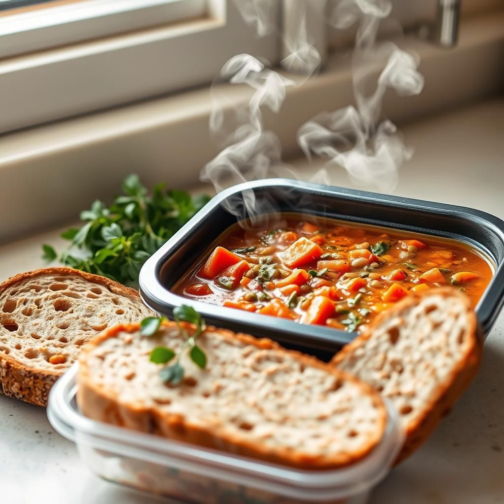 Hearty Lentil Soup with Whole Grain Bread