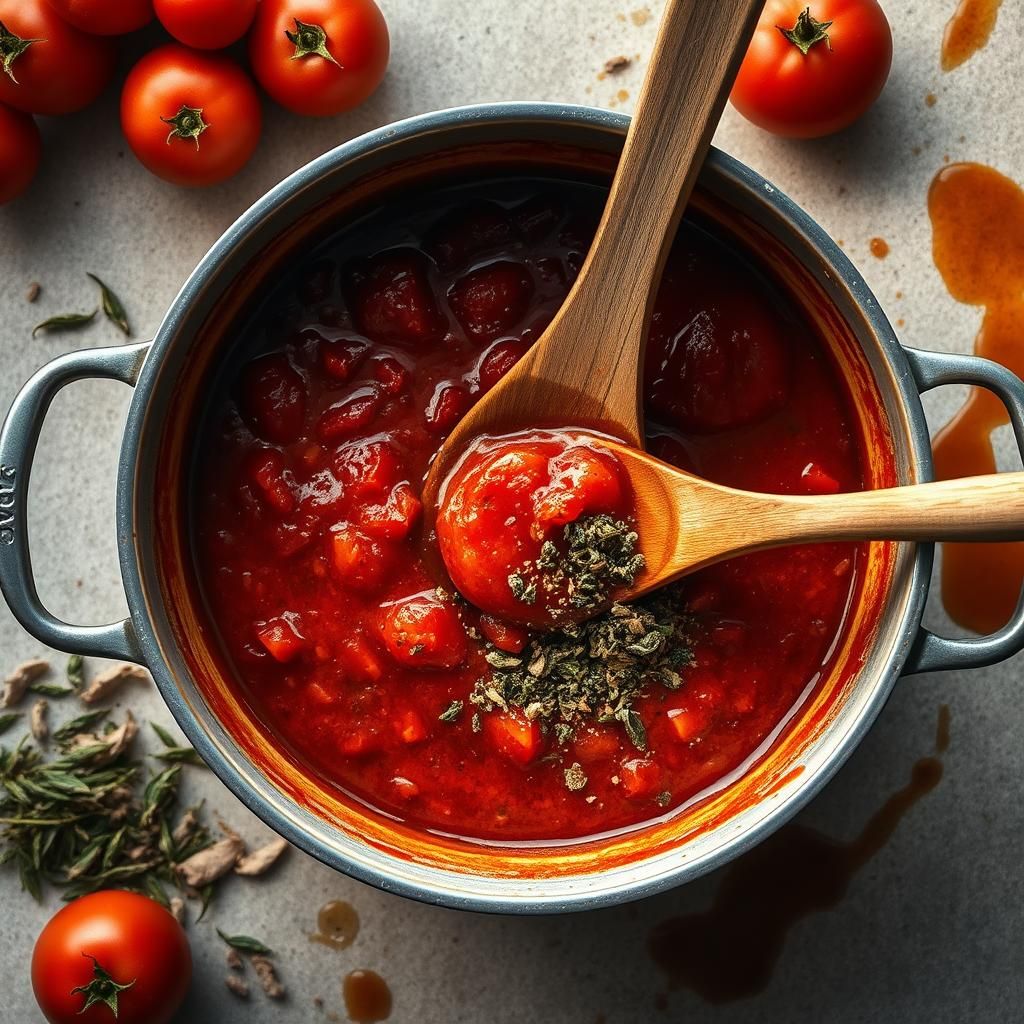 Homemade Low-Carb Marinara Sauce Preparation