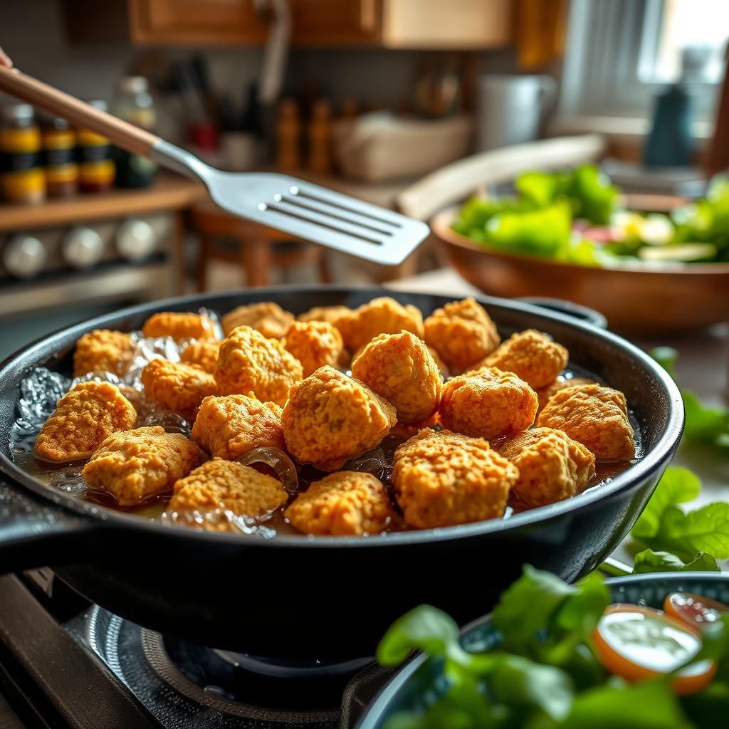 Frying Keto Chicken Nuggets to Golden Perfection